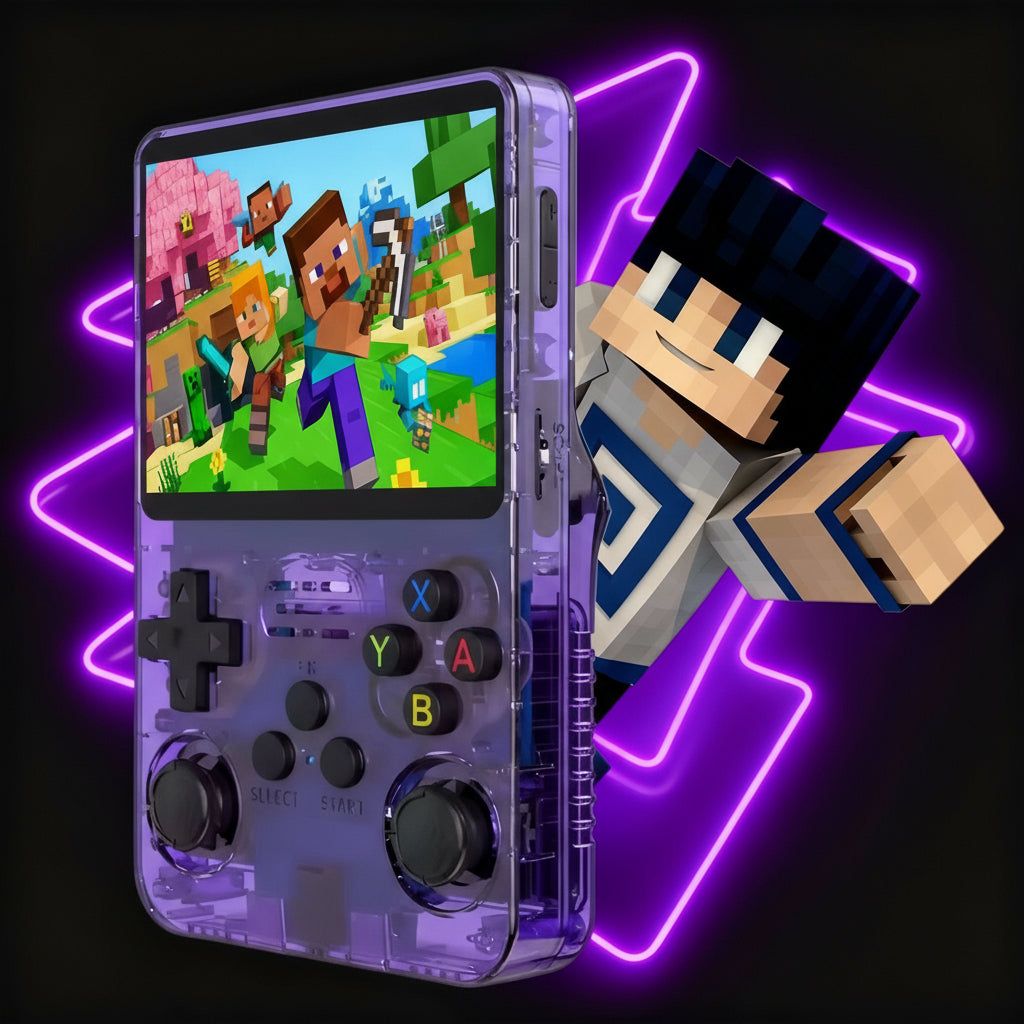 Console rétro portable R36 transparente rouge, écran HD haute résolution, double joystick analogique, boutons XYAB, compatibilité multi-émulateurs (PS1, PSP, N64, GBA, SNES, Megadrive), plus de 10 000 jeux classiques intégrés, console de jeu portable performante pour retrogaming, design transparent, ergonomique et puissant. LEVEL ONE